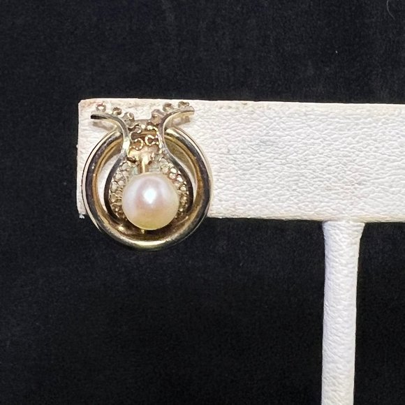 Vintage ICED 1/20 14K GF Faux Pearl Screw Back Earrings (2806) - Picture 2 of 8